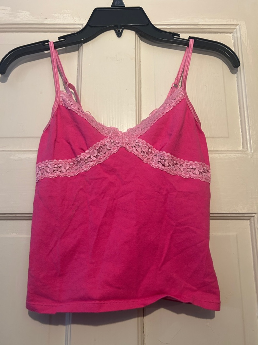 PINK Victoria's Secret Hot Pink Lace Trim Camisole